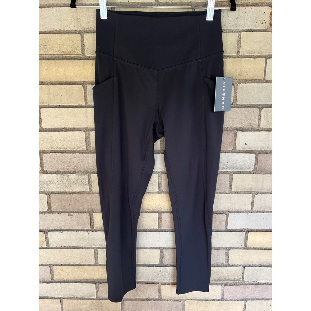 Danskin Black Salt Crosstrain Crop Leggings Pockets Active Size Small